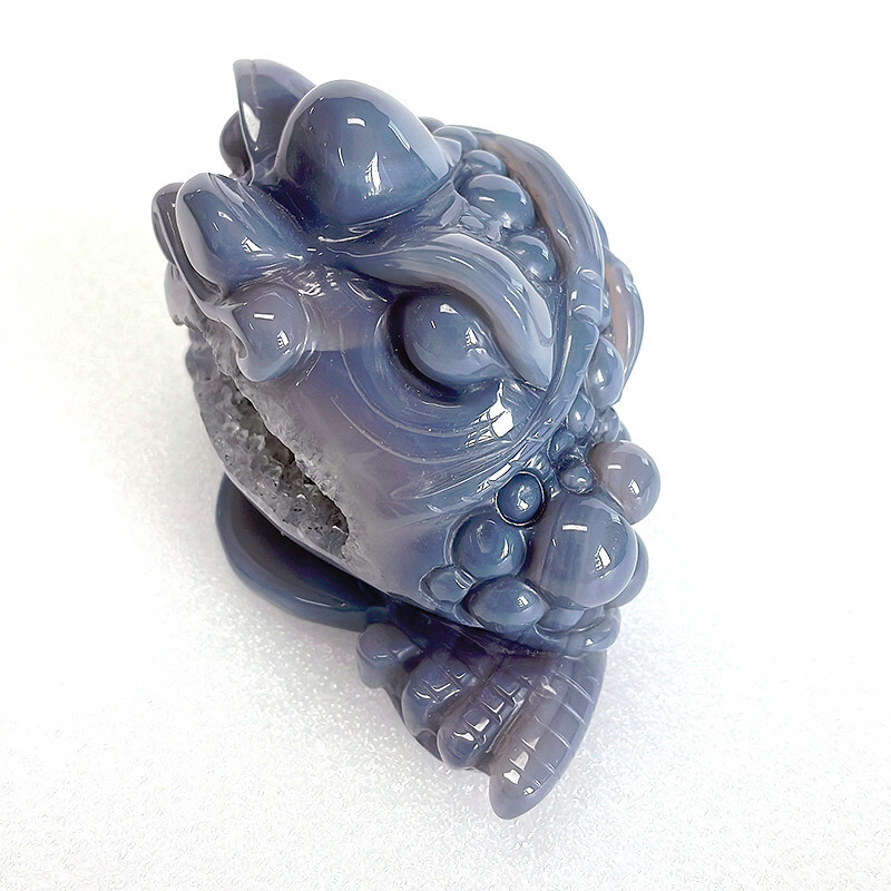 4.4 inch Natural Agate Carved Crystal Toad Skull,Super Realistic,Crystal Healing