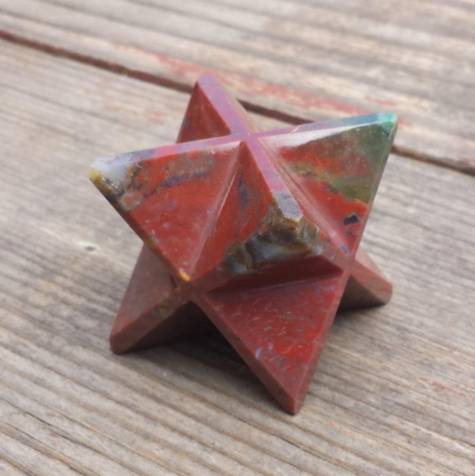 LARGE (50mm) BLOODSTONE GEMSTONE MERKABA STAR (ONE) – BUY IT NOW