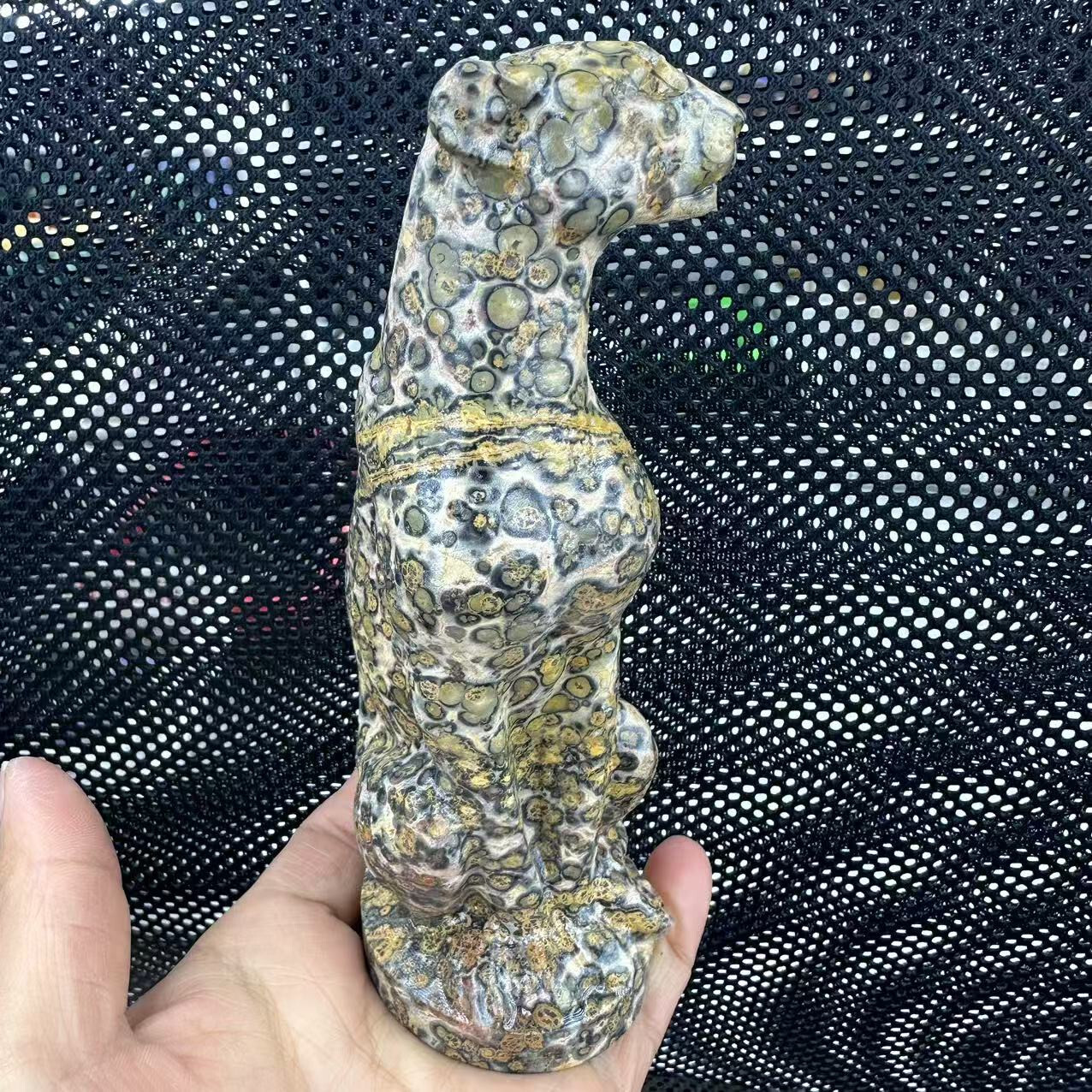1pc Natural Unknown Quartz Carved Leopard Skull Crystal Reiki Healing Decor