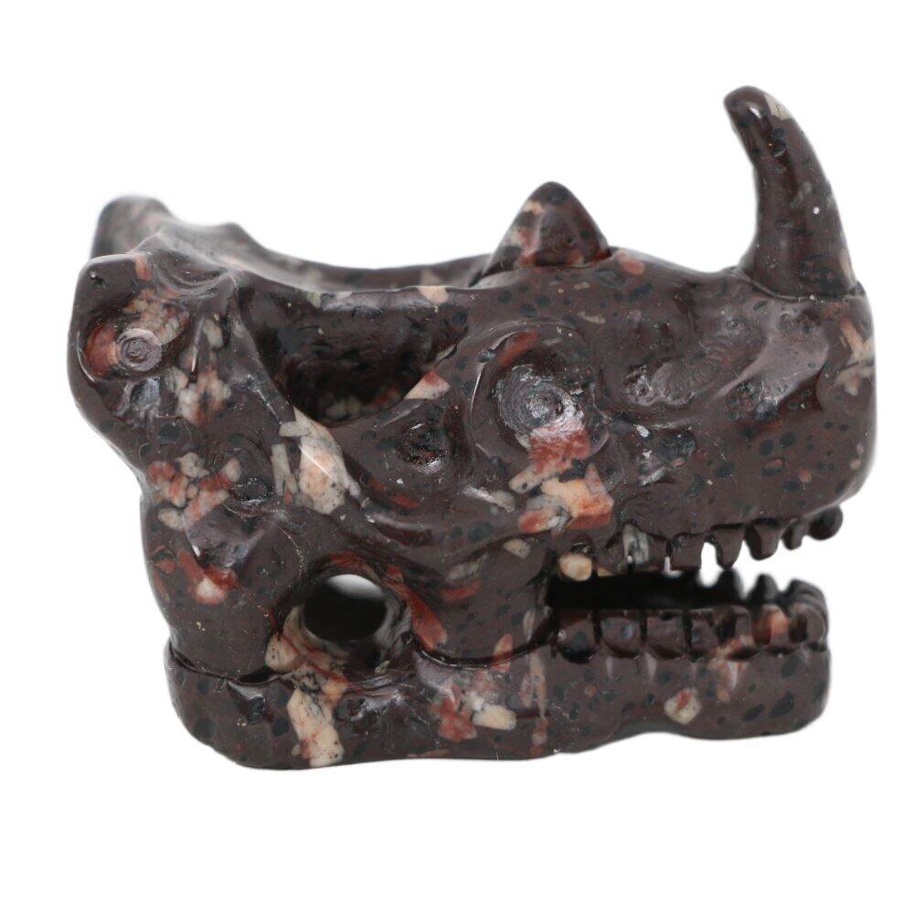 2.4″ PLUM FLOWER STONE Carved Rhinoceros Crystal Skull Realistic Crystal Healing