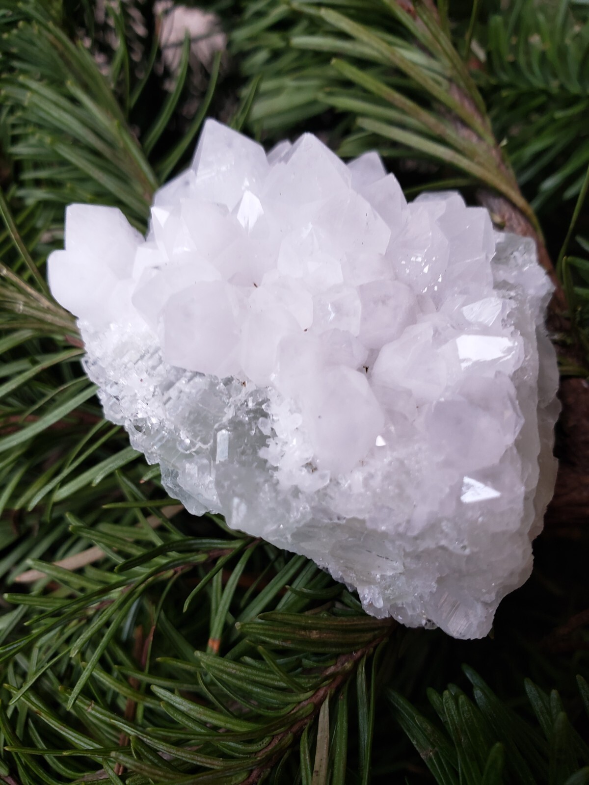 Natural White Quartz Crystal on Fluorite Cluster Specimen, 68g or 2.4oz
