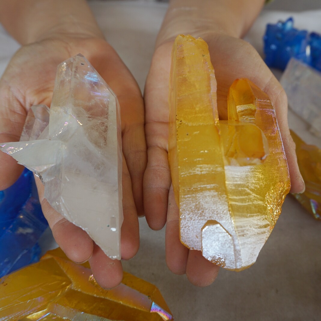 11LB 25Pcs Rainbow Aqua Aura Quartz Crystal Cluster Points Titanium Coating