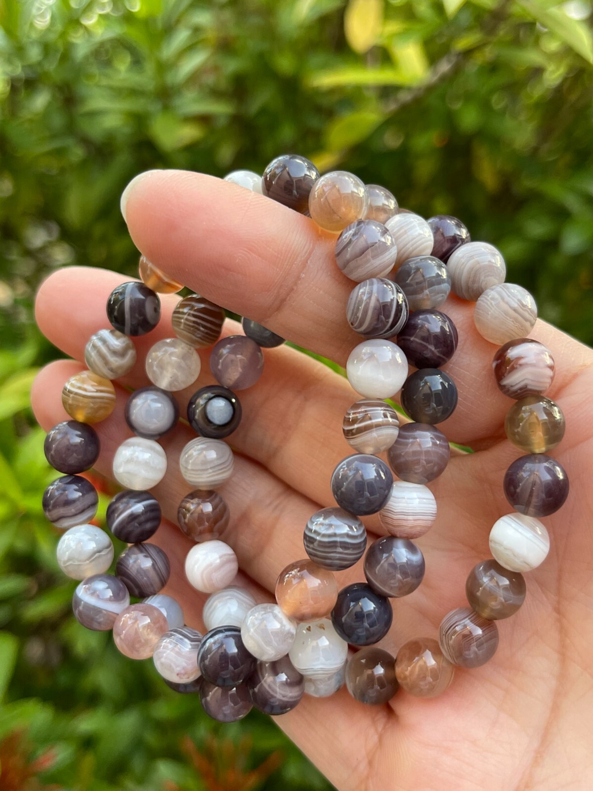 Grade A++ Botswana Agate Crystal Bead Bracelet 8mm, Genuine Gemstone Bracelet