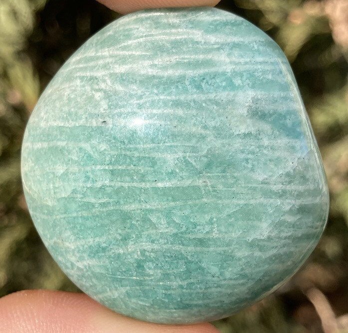 Handmade Polished FLASHY AMAZONITE Healing Crystal Palm Stone MADAGASCAR 1.7″