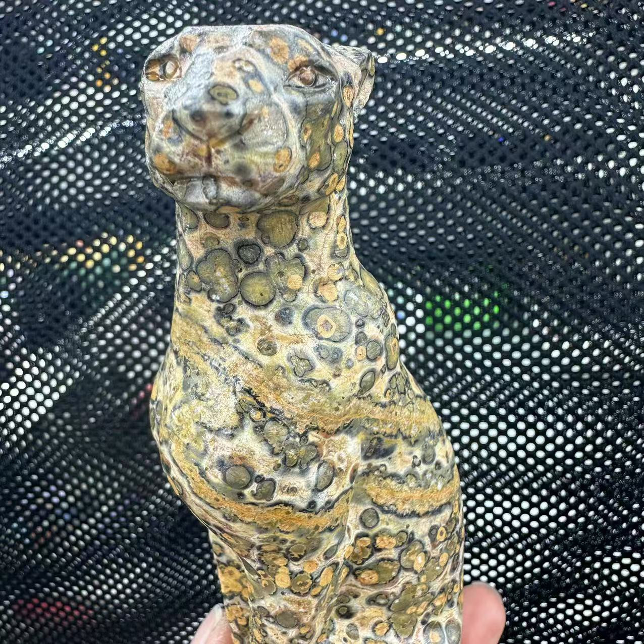 1pc Natural Unknown Quartz Carved Leopard Skull Crystal Reiki Healing Decor