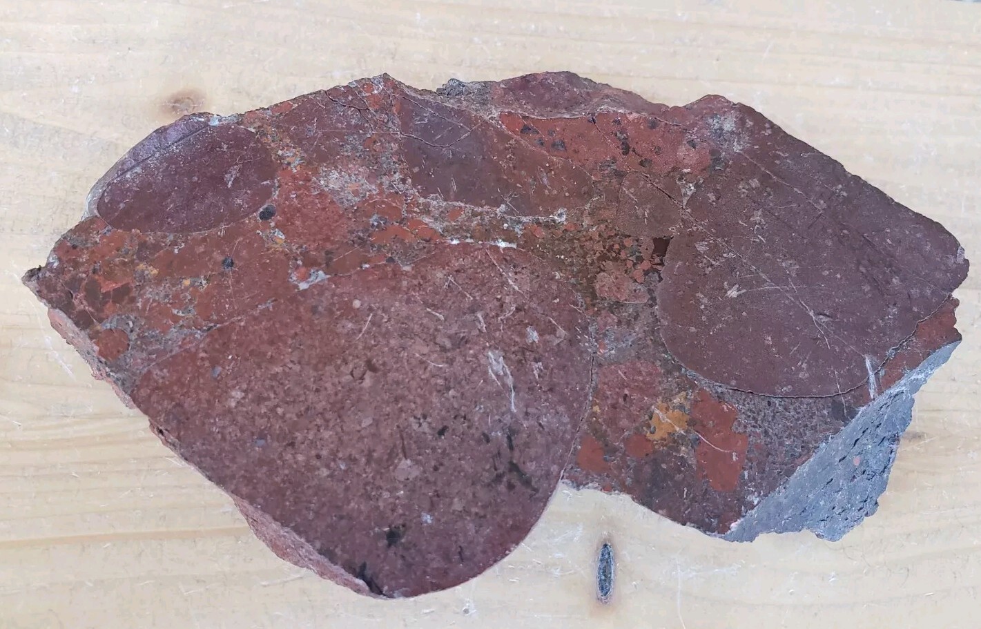 Unknown Red Variegated Rock Slab Mineral, 1 lb. 5 oz, Estate Specimen