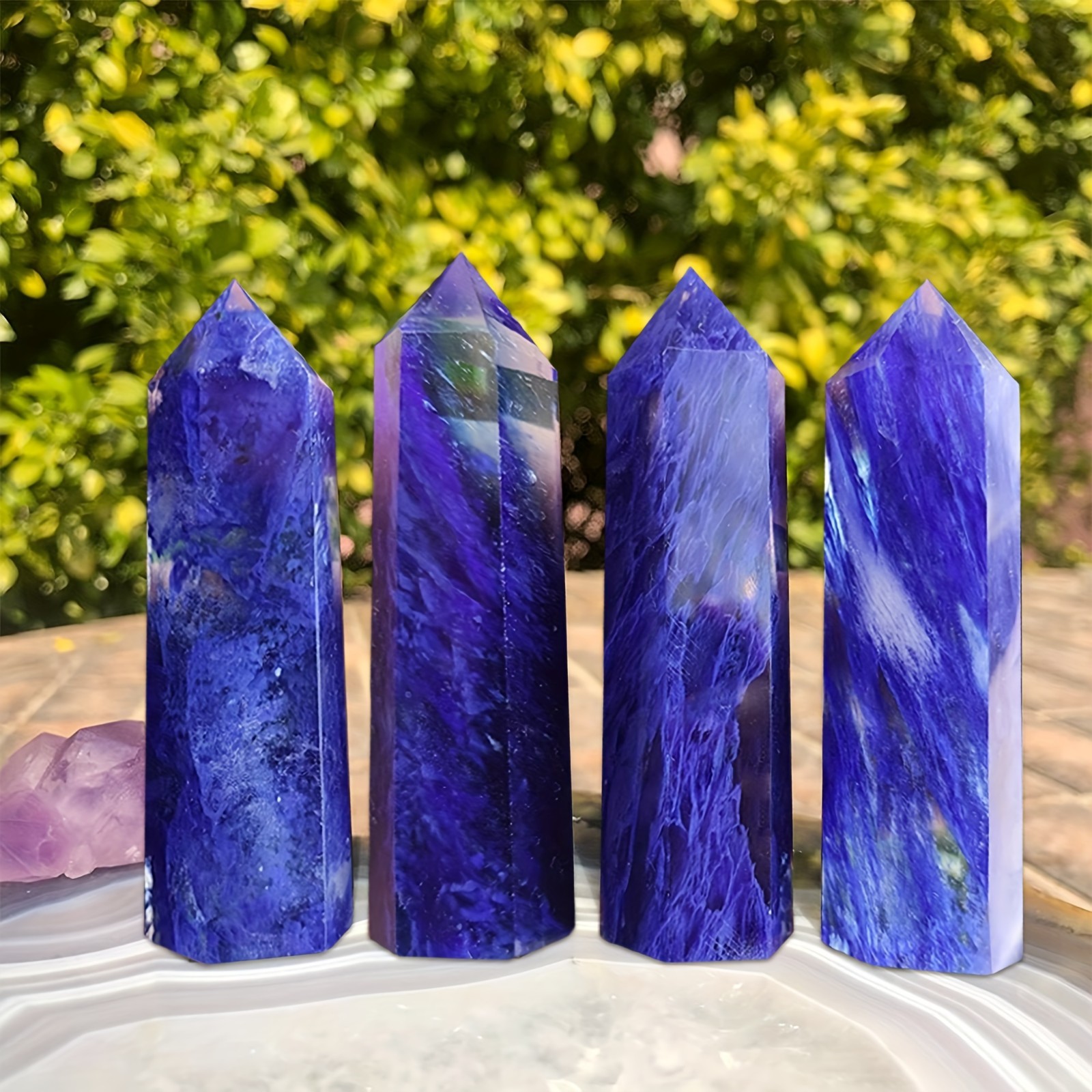 2pc 2.8″Wholesale Crystal Blue Smelting Tower Polished Point Obelisk Home Decor