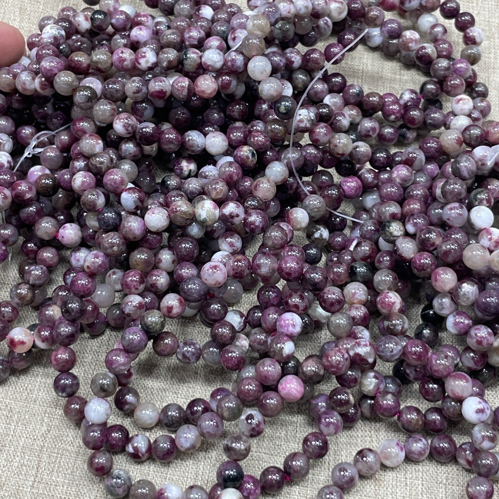 A Wholesale 1 Pcs plum blossom tourmaline stone ball beads 6mm Stretch Bracelet