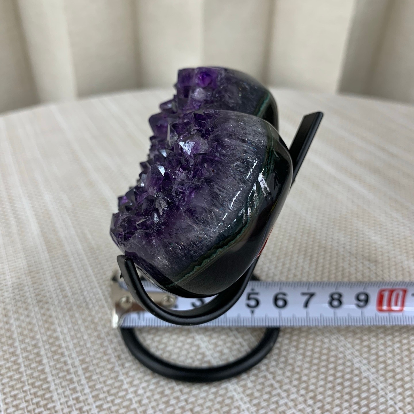 340G Natural Agate Amethyst Heart Crystal Pendant Healing Decor With Stand