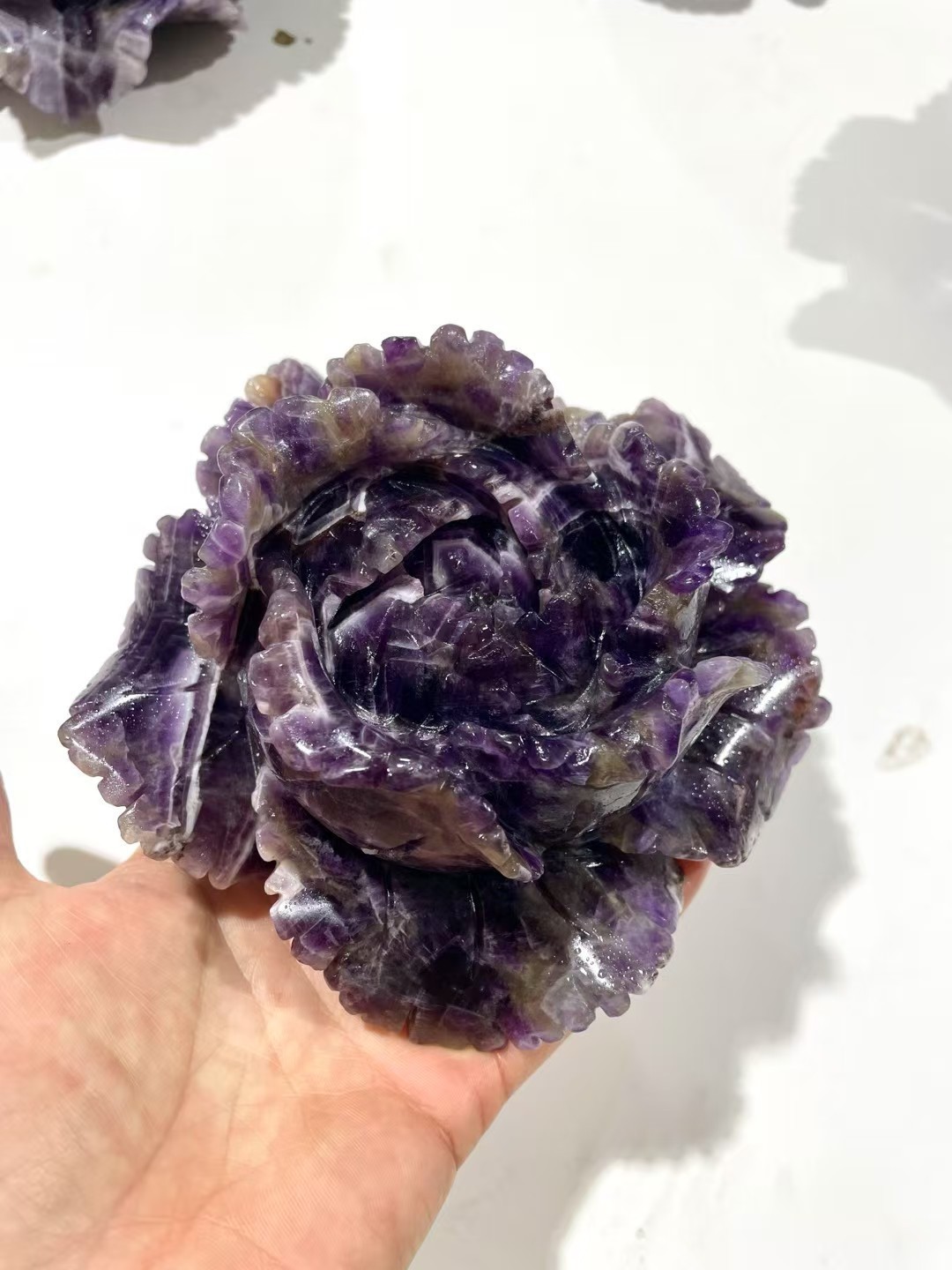 1pc Natural dream amethyst quartz Carved Flower Skull Crystal Reiki Decor Gift