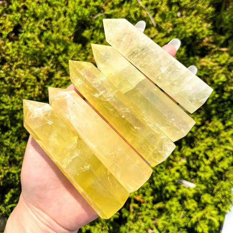 Natural Citrine Tower Point Obelisk Yellow Wealth Gemstone Mineral Home Decor
