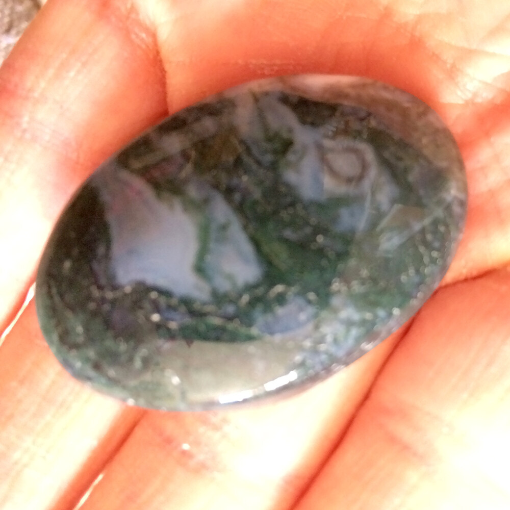 Natural Ocean Jasper Palm Stone Rock Crystal Healing Reiki Polished Worry Stone
