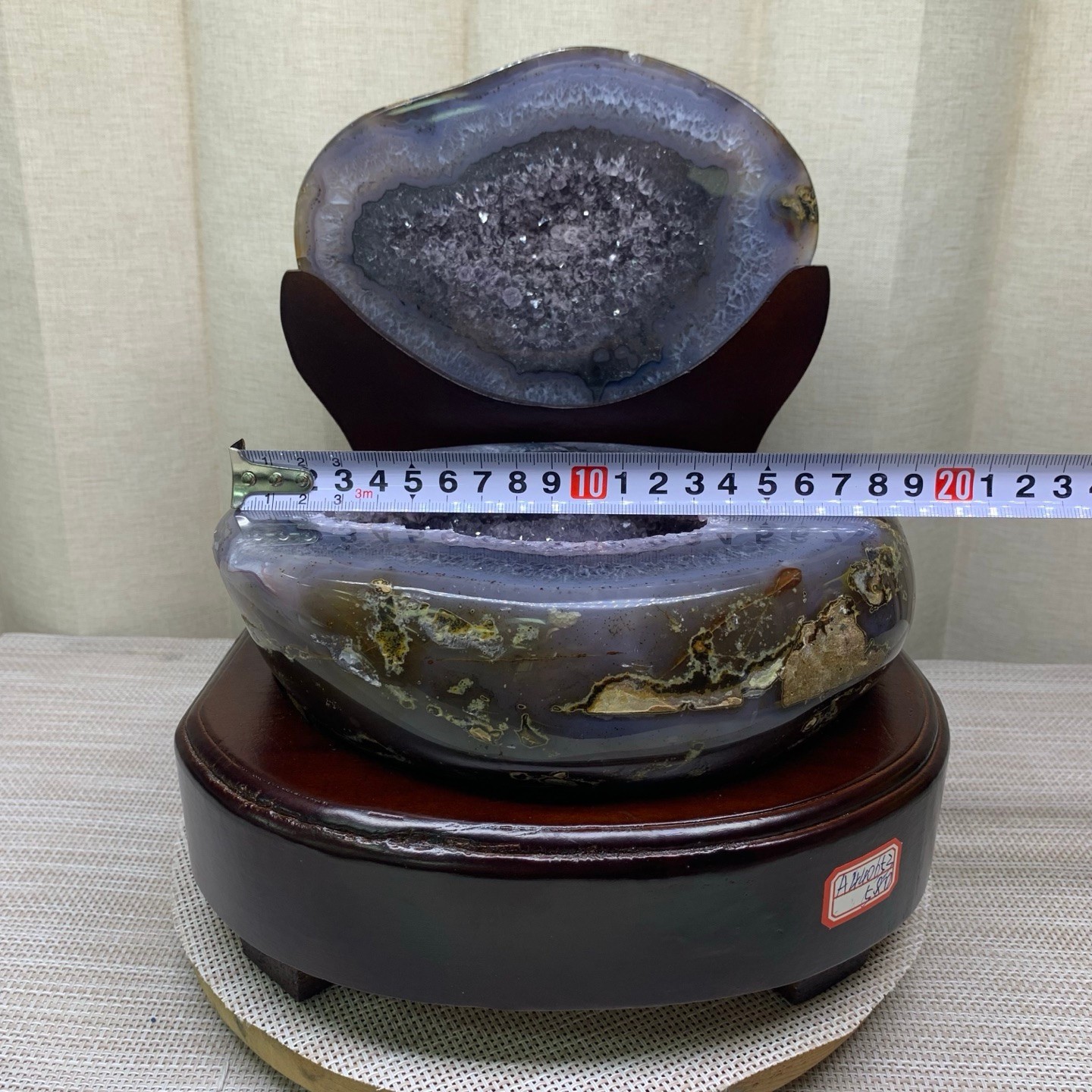 13LBNatural Agate Geode Crystal Cluster Wealth Treasure Bowl HomeDecor WithStand