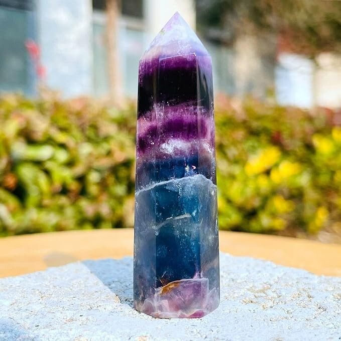 3” Rainbow Fluorite Point Obelisk Natural Crystal Gemstone Tower HomeDecor Gift