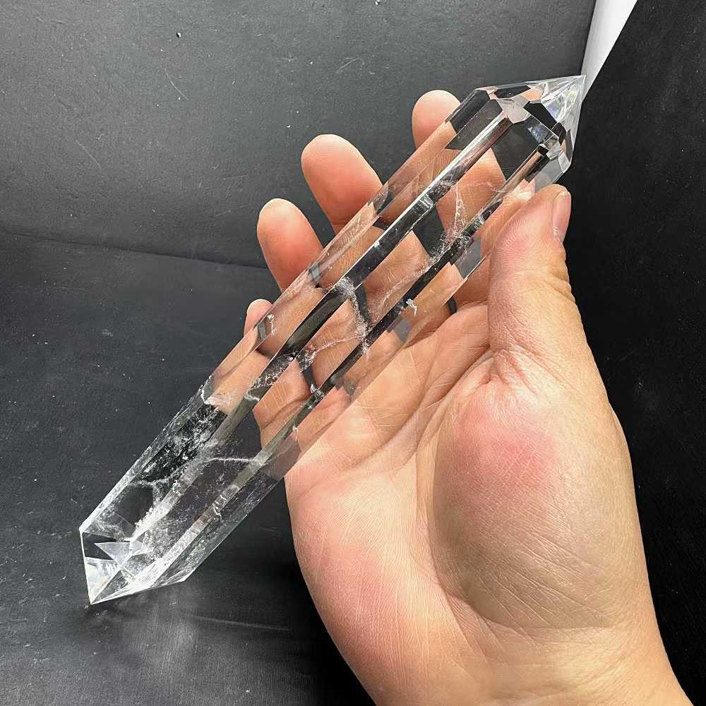 330g Natural White Quartz Obelisk Crystal Double Point Tower Reiki Decor