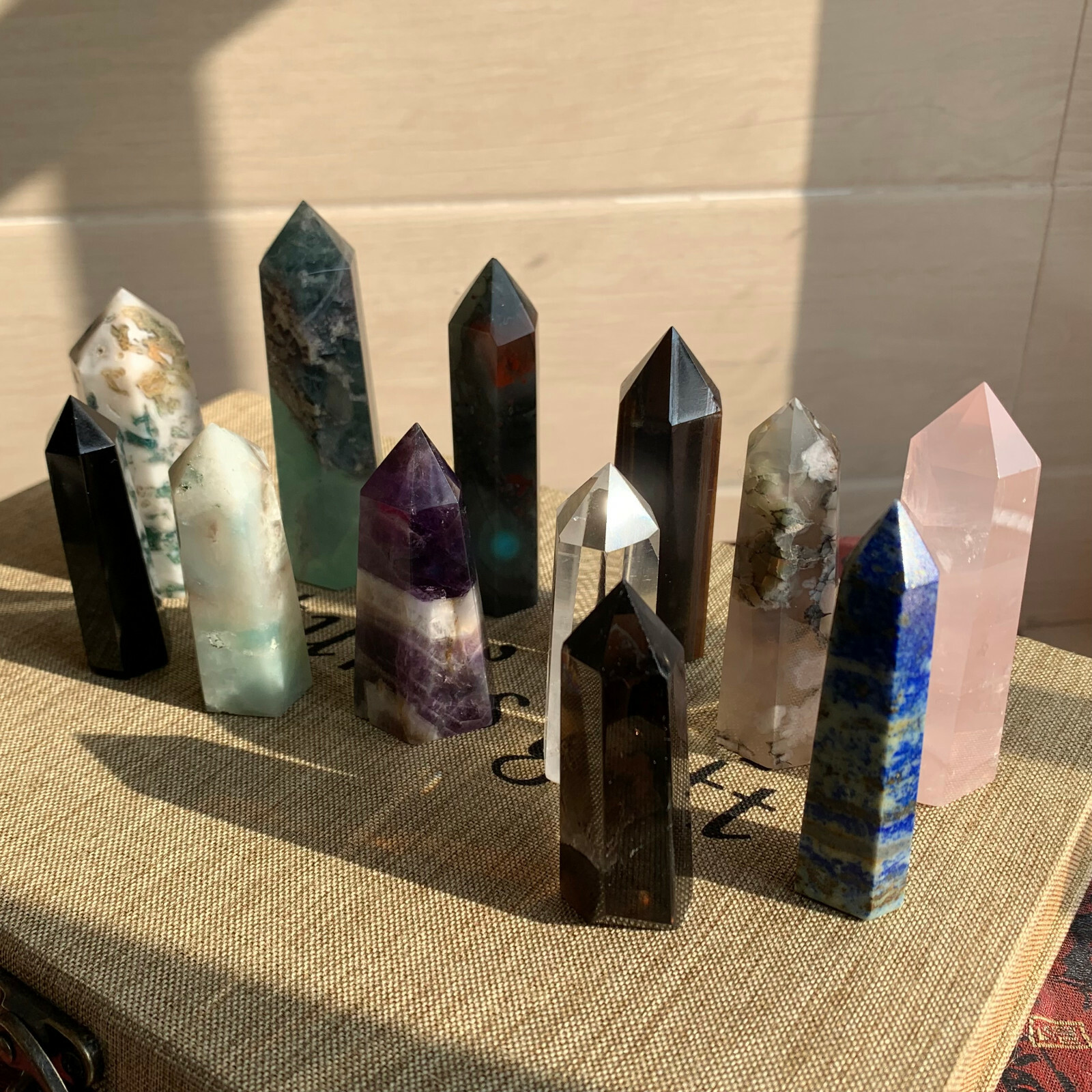 12pcs A lot TOP natural quartz crystal obelisk wand point healing send randomly