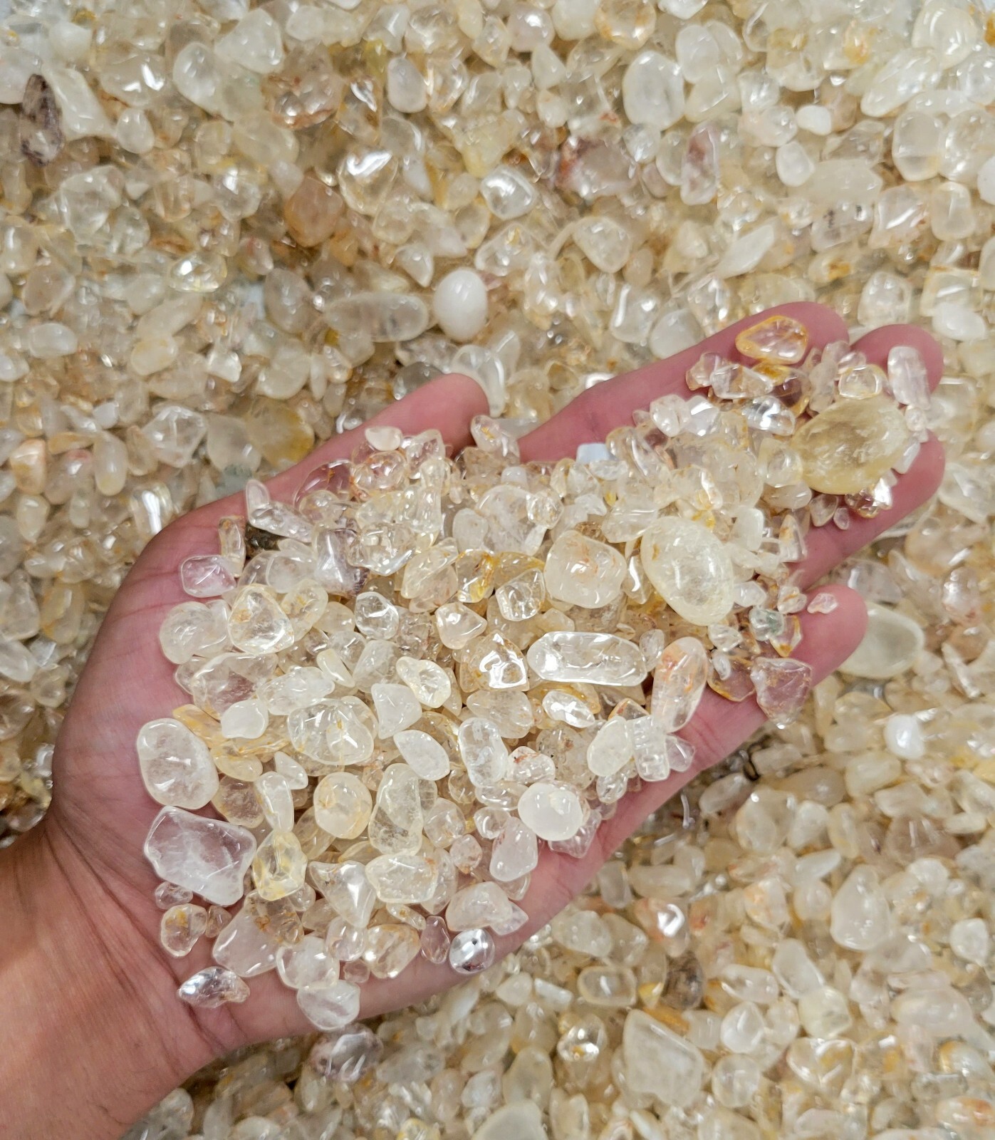 Tumbled Clear Quartz Crystal Chips Bulk, Gemstone Undrilled Crystal Beads
