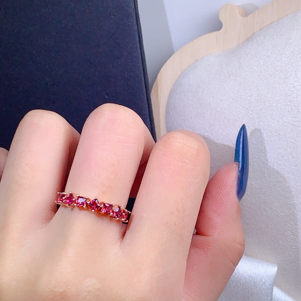 Natura garnet open Adjustable ring Gemstone Jewelry S925 Silver Plated 18K Gold