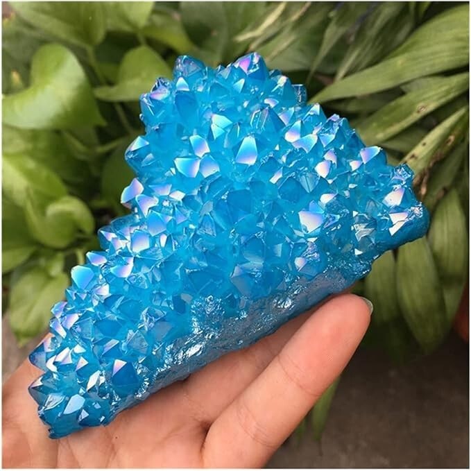 Titanium Raw Blue Angel Aura Quartz Cluster Geode Crystal Stone Specimens Decor