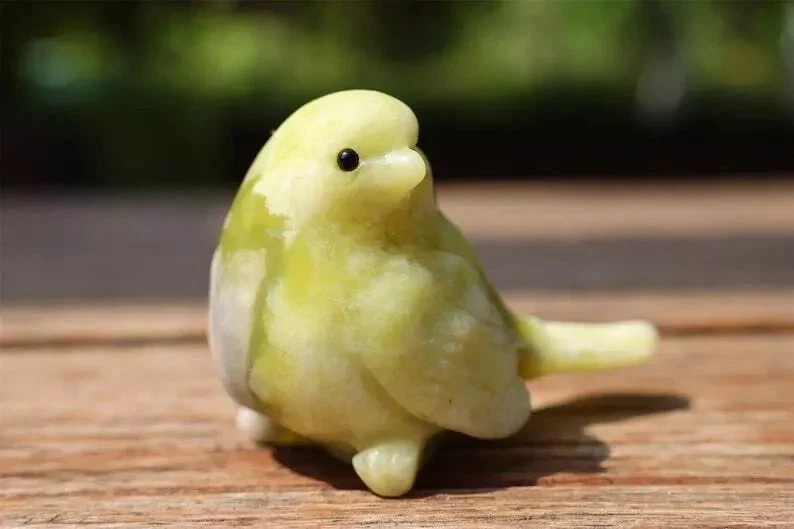 1pc 2.4” Natural Lantian jade Quartz Carved Bird Skull Crystal Reiki Decor Gift