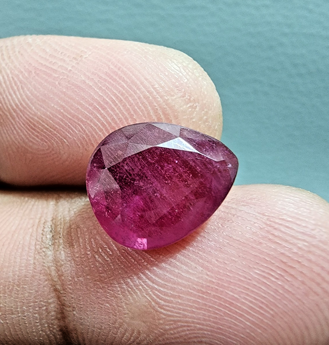 7.25 Crt Excellent Pear Cut Blood Red Ruby Faceted Gemstone Jewelry Use For Ring