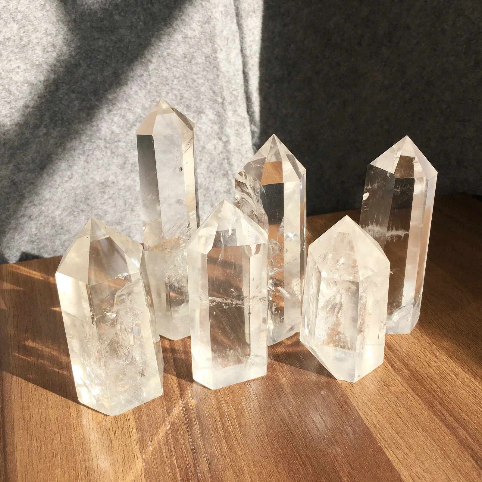 6PCS Natural clear quartz obelisk crystal WAND point healing random