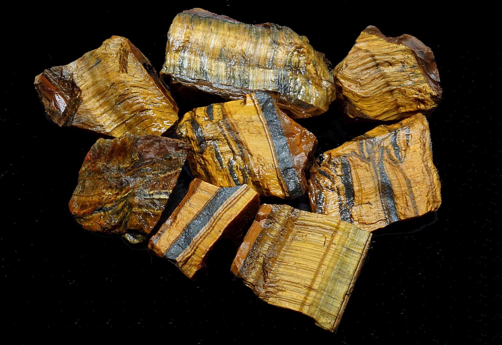 Tigers Eye Collection 10 OZ Lot Natural Tigers Eye Crystal Chunks