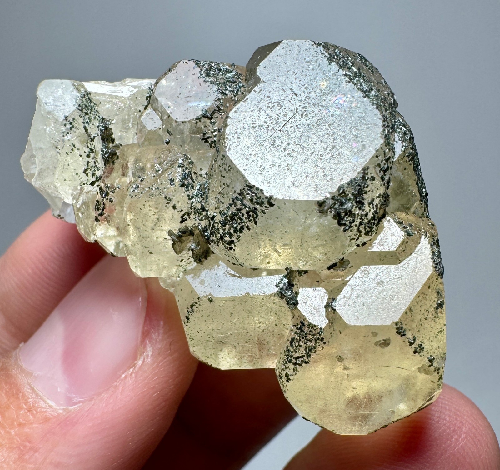 149 CT Full Terminated Cabinet Shape Yellow Apatite Transparent Crystals Cluster