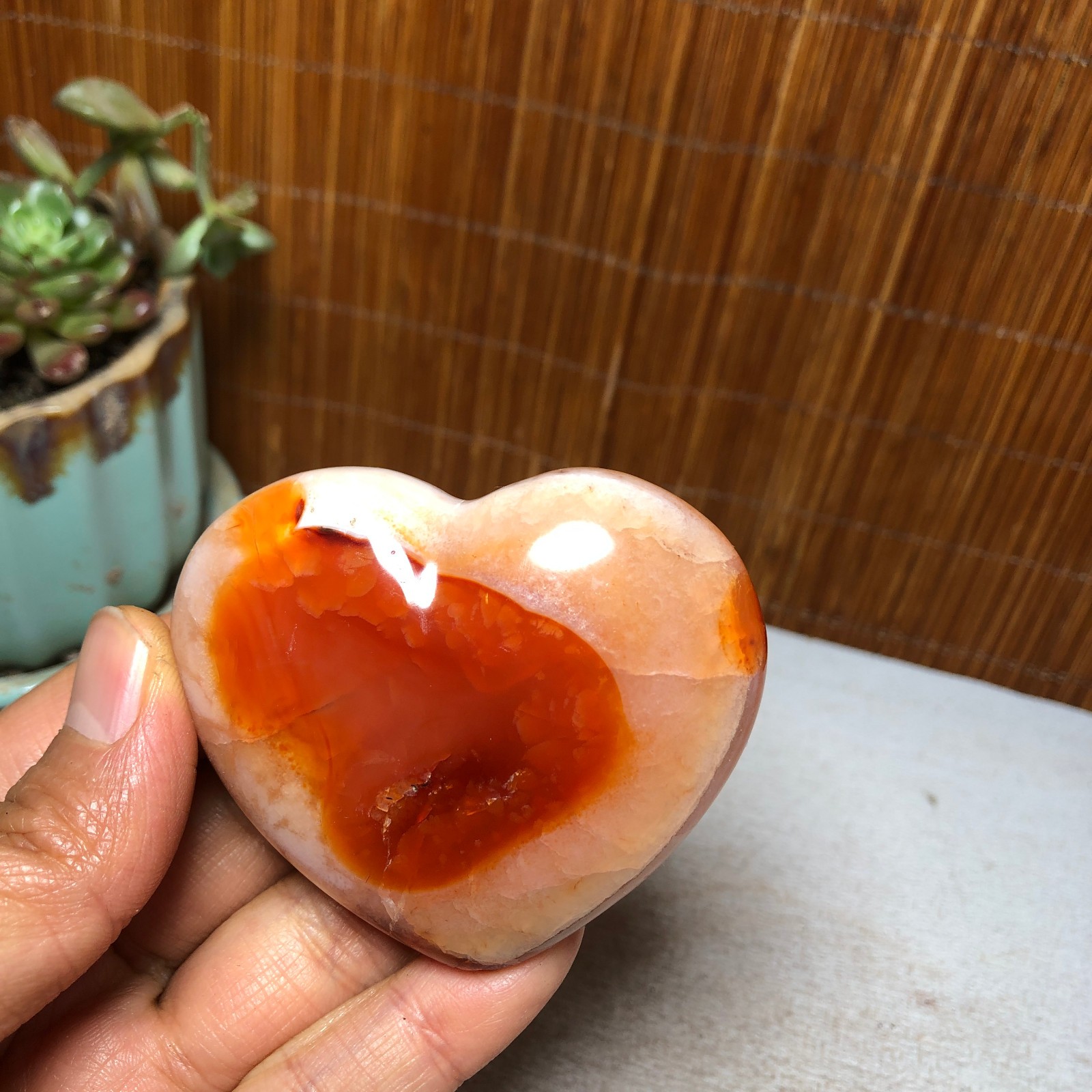 64-54-24mm Rare NATURAL red agate Hand polishing heart Crystal specimen A5109
