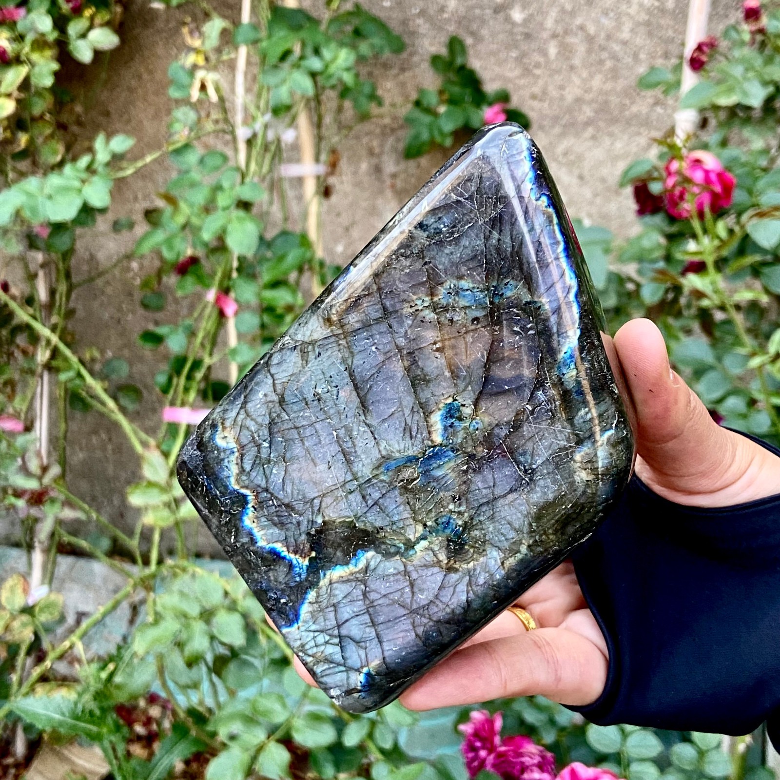 1.1LB Natural Labrador Raw Stone Rainbow Gloss Polishing Stone Energy Chakra