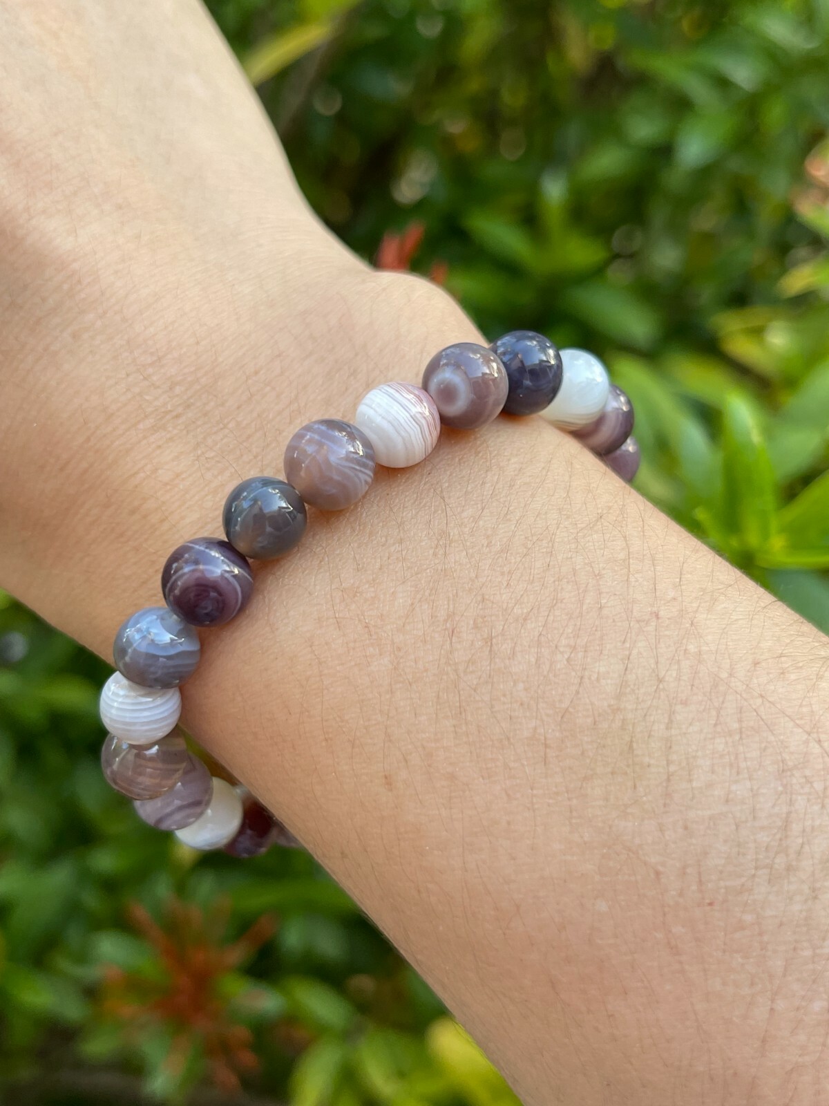 Grade A++ Botswana Agate Crystal Bead Bracelet 8mm, Genuine Gemstone Bracelet