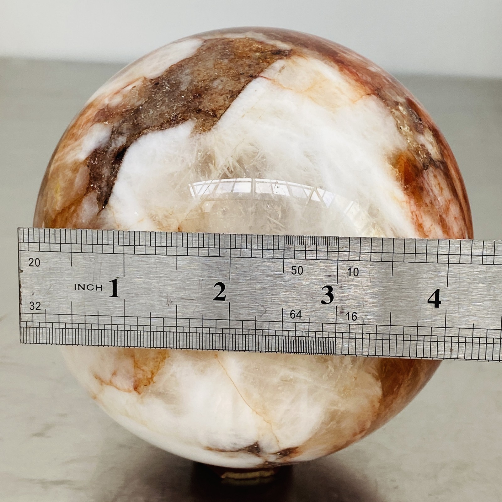 Natural Red Glue Flower Quartz Sphere Crystal Ball Healing 2860G