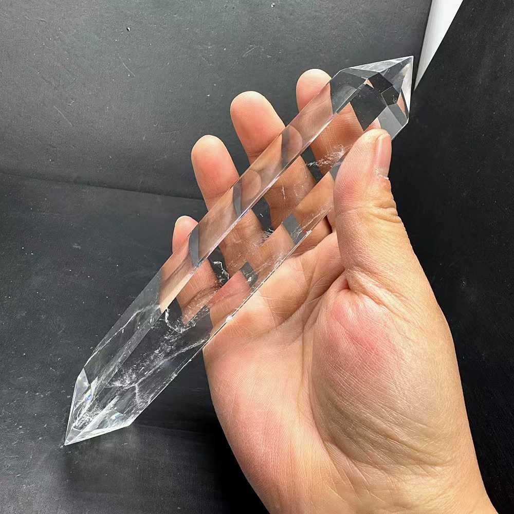 330g Natural White Quartz Obelisk Crystal Double Point Tower Reiki Decor