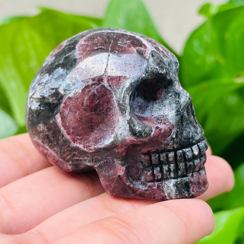 2″ Natural Garnet Hand-carved Quartz Skull Crystal Reiki Healing 1pc
