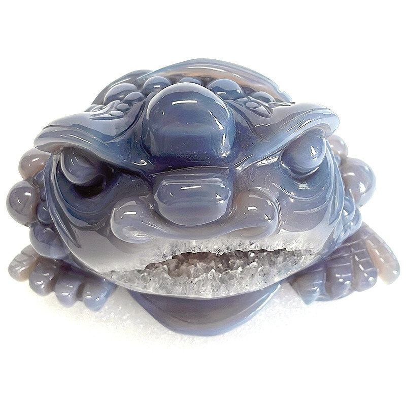 4.4 inch Natural Agate Carved Crystal Toad Skull,Super Realistic,Crystal Healing