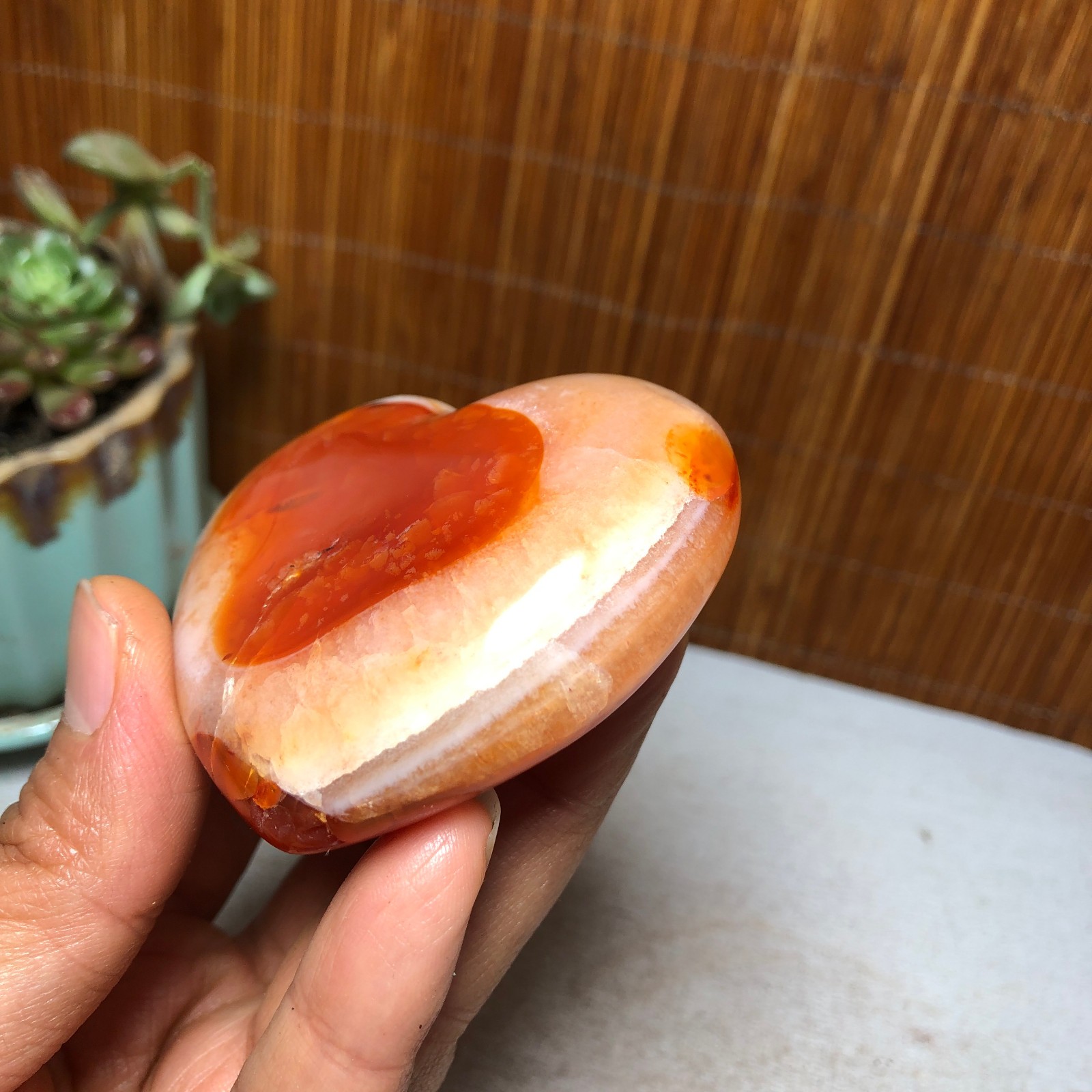 64-54-24mm Rare NATURAL red agate Hand polishing heart Crystal specimen A5109