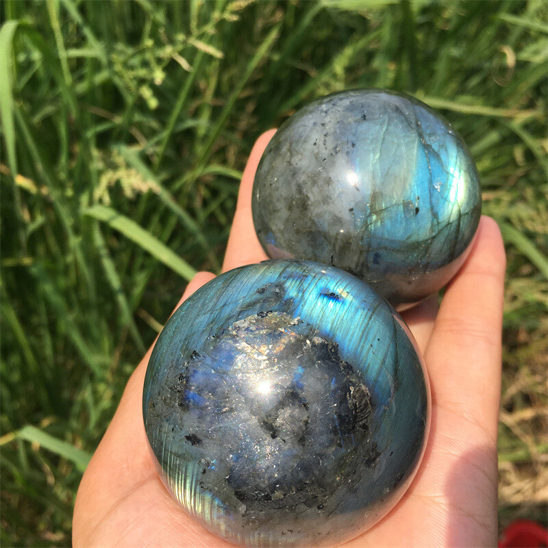 40mm Natural Rainbow Labradorite Ball Quartz Crystal Sphere Reiki Healing Gift
