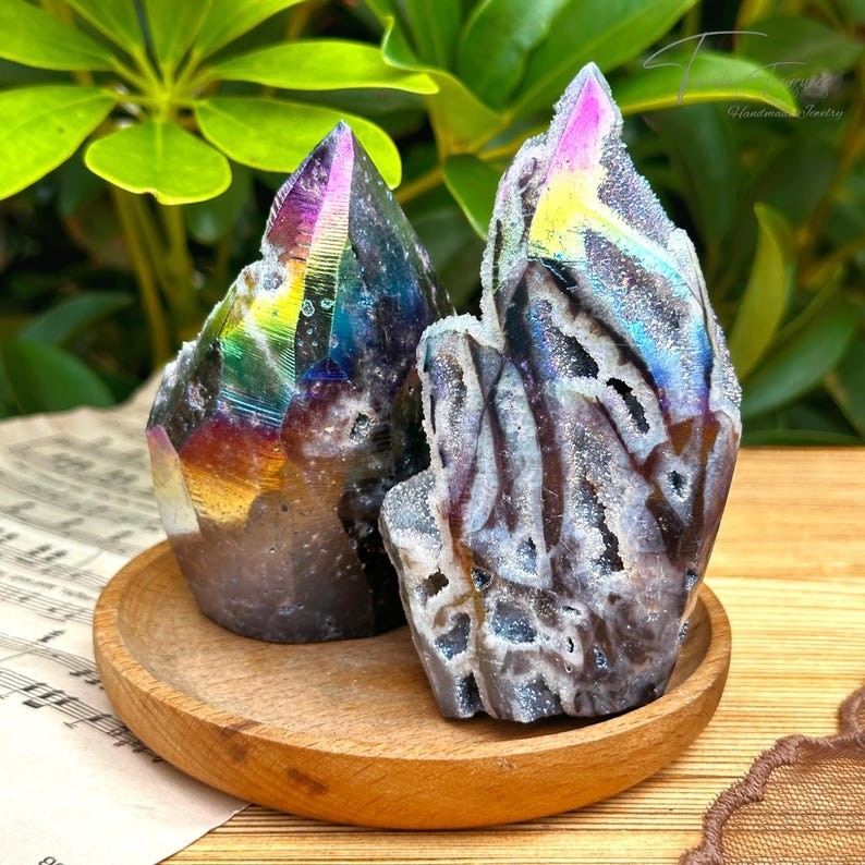 200-250g Aura Angel sphalerite Crystal Cluster Chunk – Aura Geode Crystal Tower