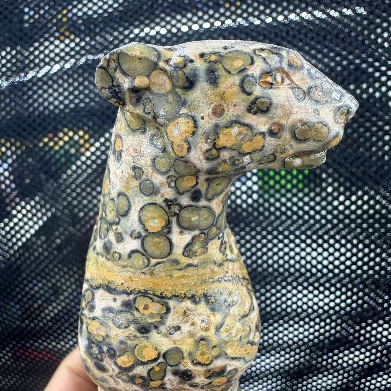 1pc Natural Unknown Quartz Carved Leopard Skull Crystal Reiki Healing Decor