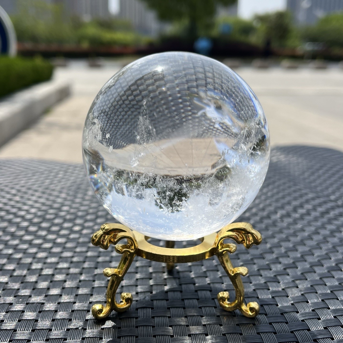 Natural Transparent Clear Quartz Sphere Big Rainbow Flash Crystal Specimen