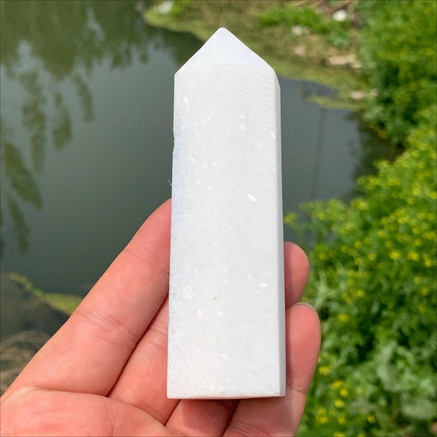 80-120G Wholesale Blue Hair Quartz Crystal Obelisk Polished Healing Home Decor