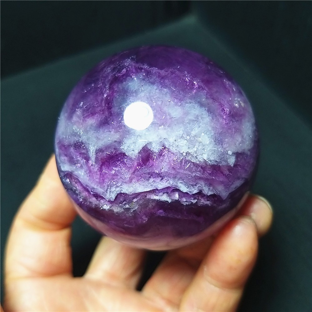 RARE 284g Natural Polishing Purple Silk Fluorite Crystal Ball Healing A4896