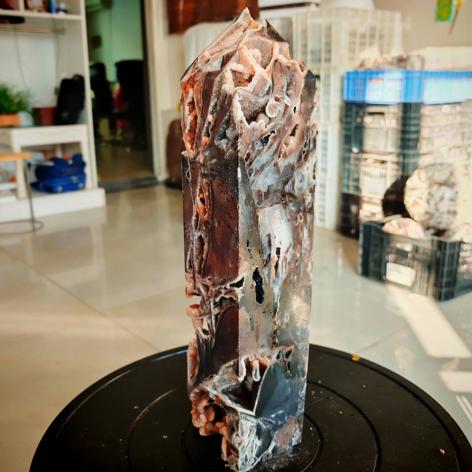 10.56LB Polishing and repairing of natural sphalerite crystal columns 4800g