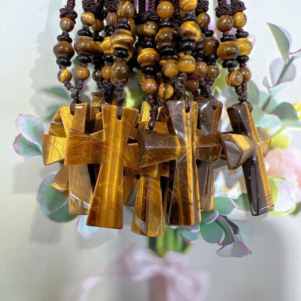 Cross Shaped Gemstone Pendant Necklace For women men Healing Chakra 1pcs