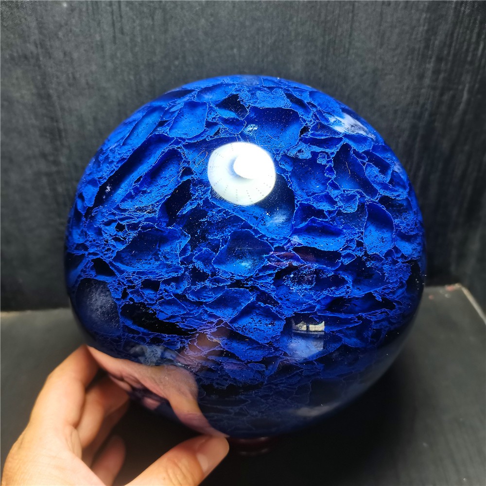 TOP 5300g Clear Polished Blue Ball Smelting Quartz Crystal Randomly 1PC
