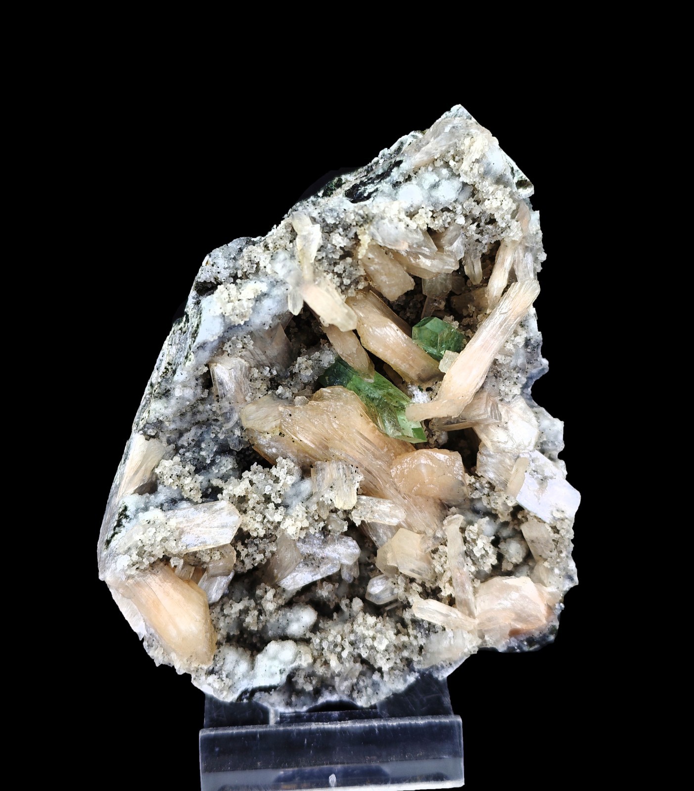 Natural Pointed Green Apophyllite & Stilbite Minerals (Lot Of 2 Items) #S61