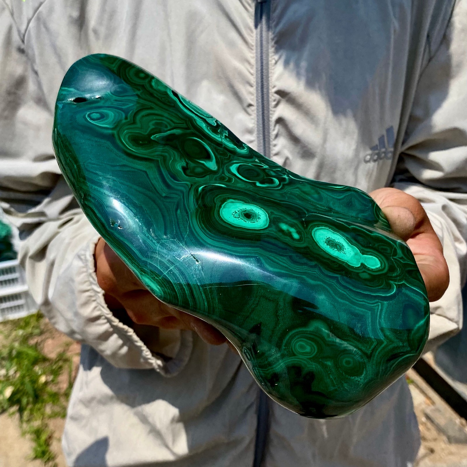 3.94LB Natural glossy Malachite transparent cluster rough mineral sample