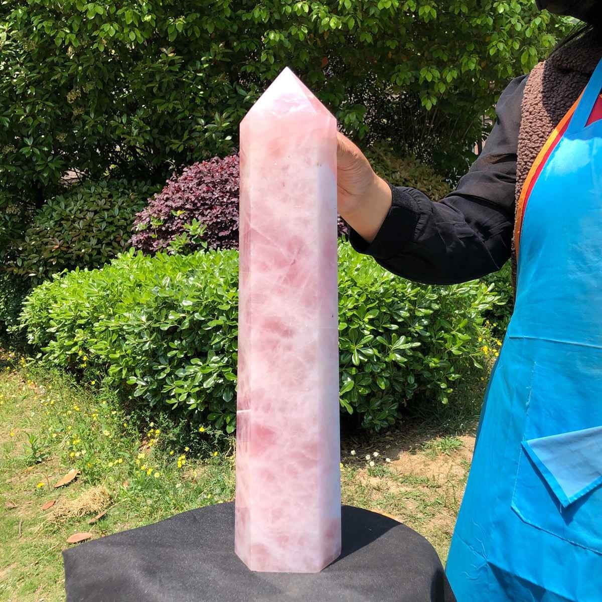 14.52LB Natural Pink Obelisk Quartz rose Crystal Point Tower Healing