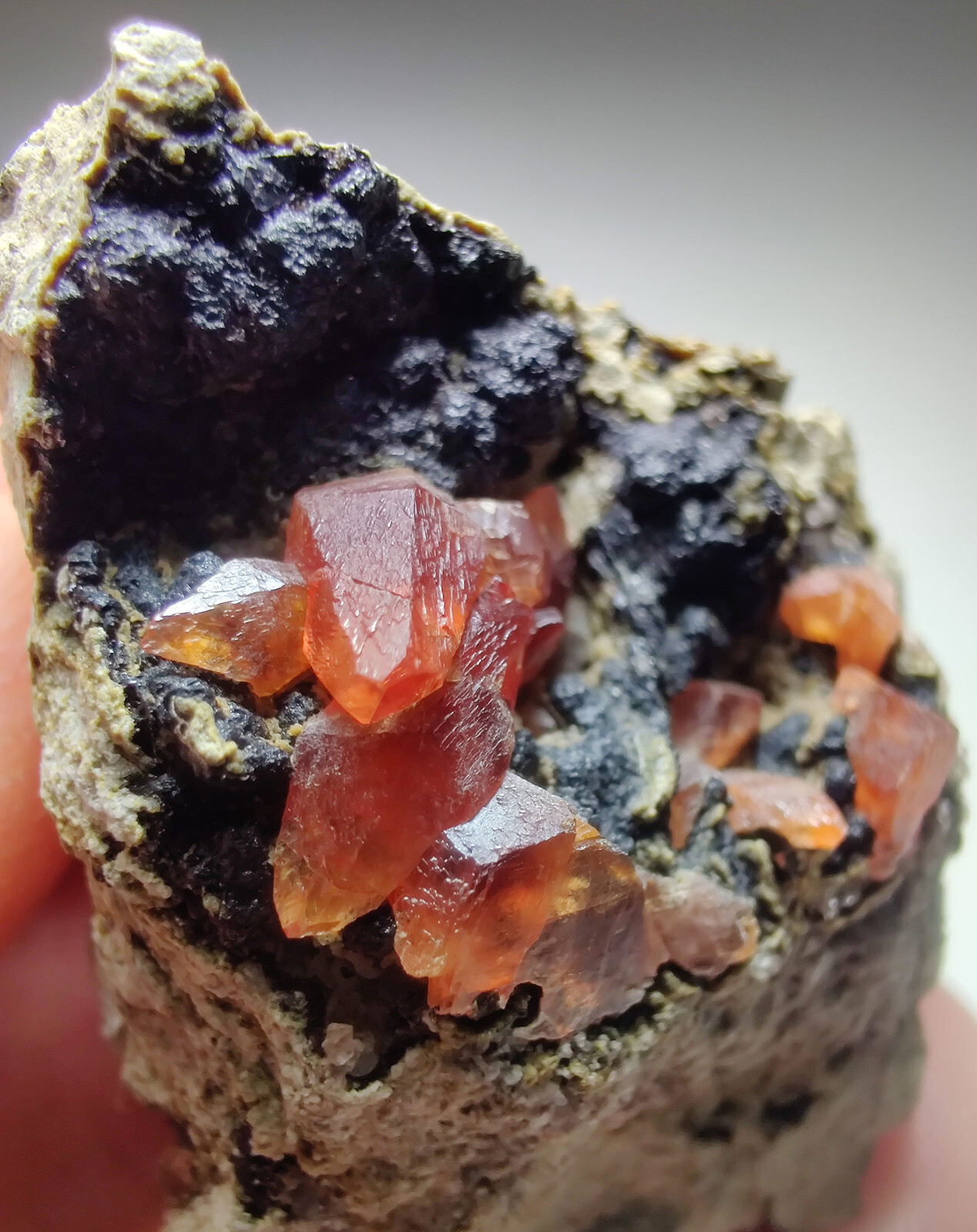 Rhodochrosite crystals on matrix. Uchucchacua Mine, Lima, peru. 30 grams.