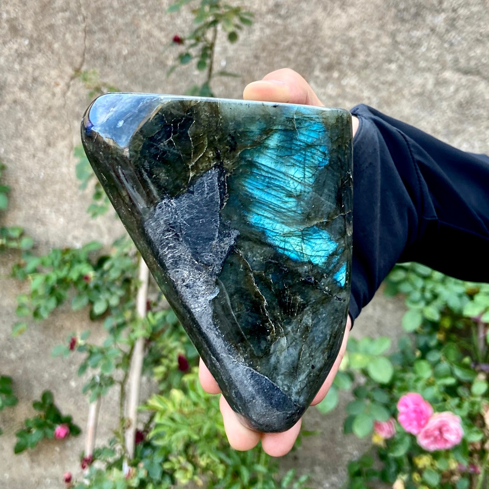 1.73LB Natural Labrador Raw Stone Rainbow Gloss Polishing Stone Energy Chakra